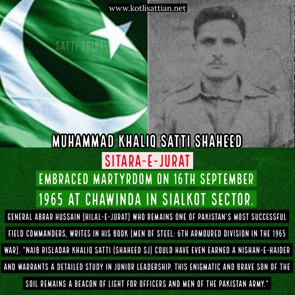 KOTLI SATTIAN MUHAMMAD KHALIQ SATTI SHAHEED SITARAEJURAT