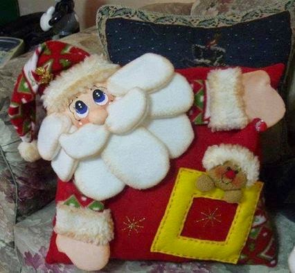 Almofada Papai Noel para decoração de natal com molde para imprimir - Ver e  Fazer