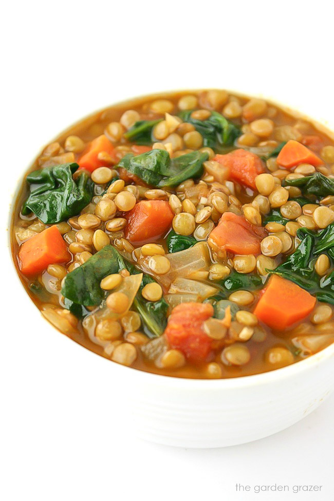 The Garden Grazer Lentil Spinach Soup