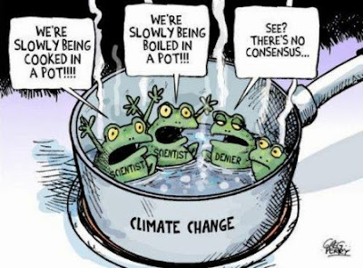 Three frogs. First frog says they're cooking in a pot. Second frog says they're boiling in a pot. A third frog says that there's no agreement so nothing needs to be done.