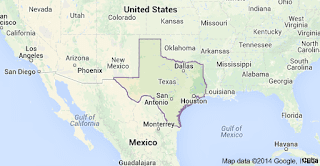 Map of Texas Locations in United States