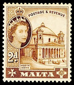 Malta QEII 2d Stamp (Mosta Dome)