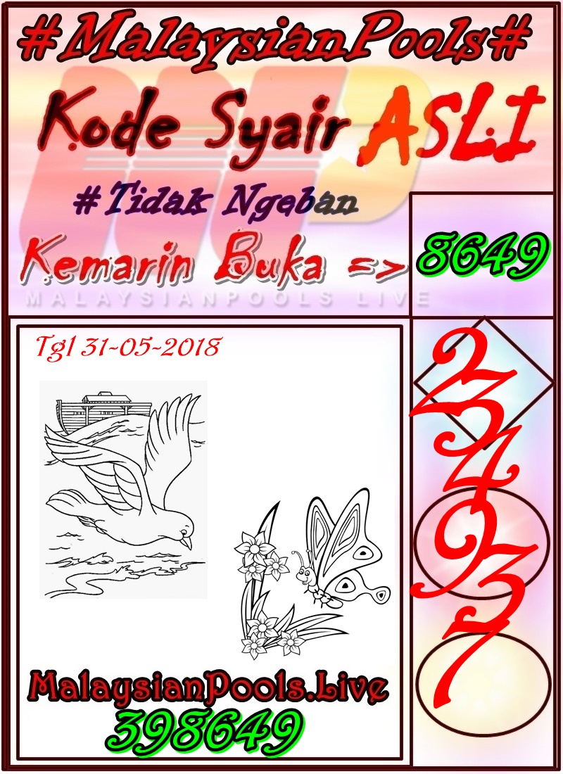 kode Syair Togel Malaysian Pools 31 Mei 2018 Syair Bandar Pakong