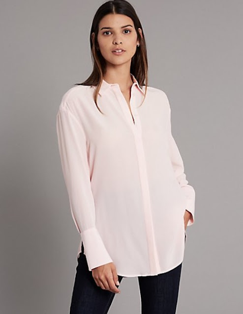 marks and spencer pure silk long sleeve shirt