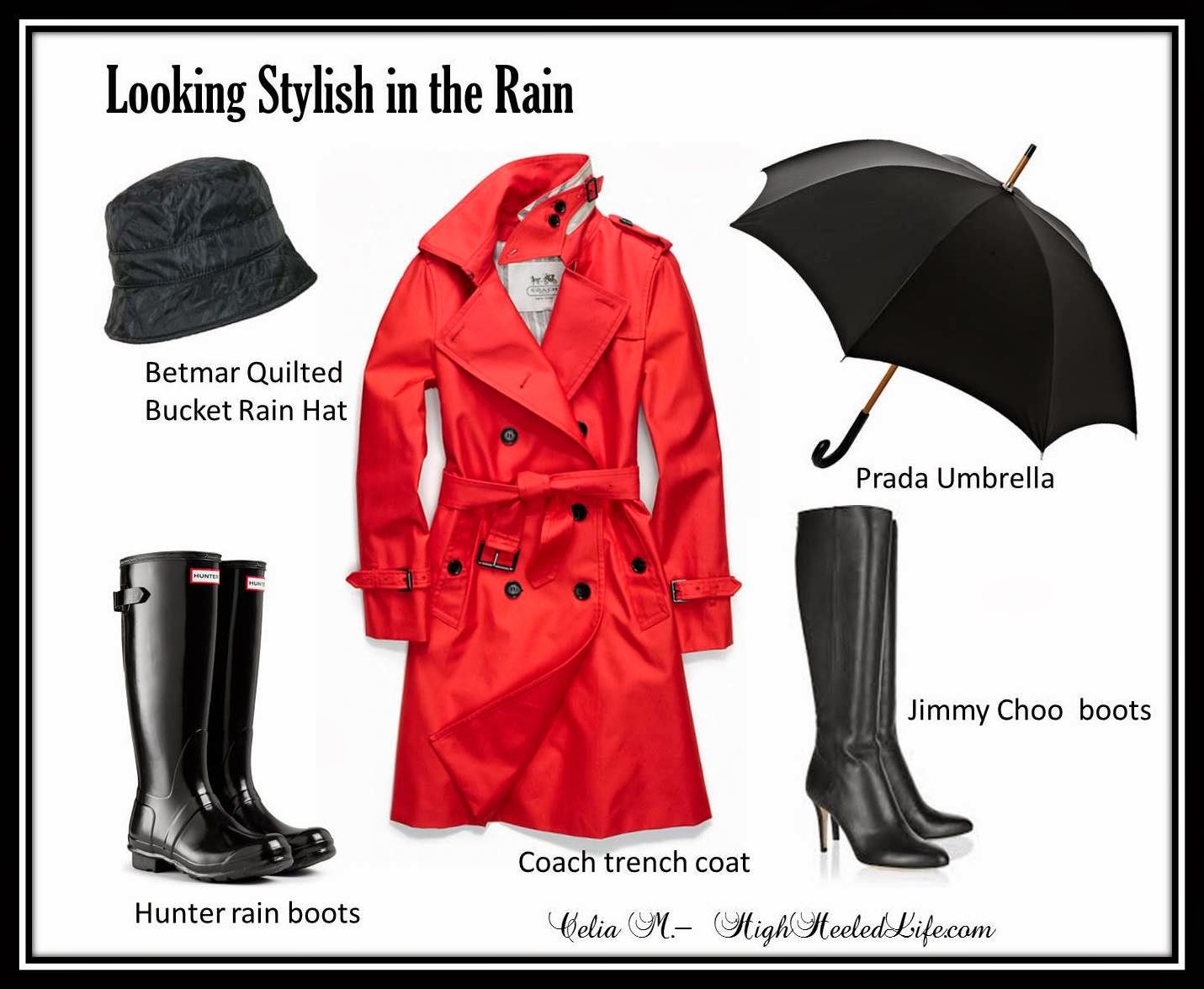 Celia M. Living My High Heeled Life Looking Stylish in the Rain