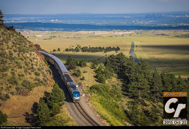 Photo of the Day by Peter Lewis, Amtrak 6 the California Zephyr descends from tunnel 1 approaching the mouth of Coal Creek Canyon west of Denver Amtrak 6 the California Zephyr descends from tunnel 1 approaching the mouth of Coal Creek Canyon west of Denver
