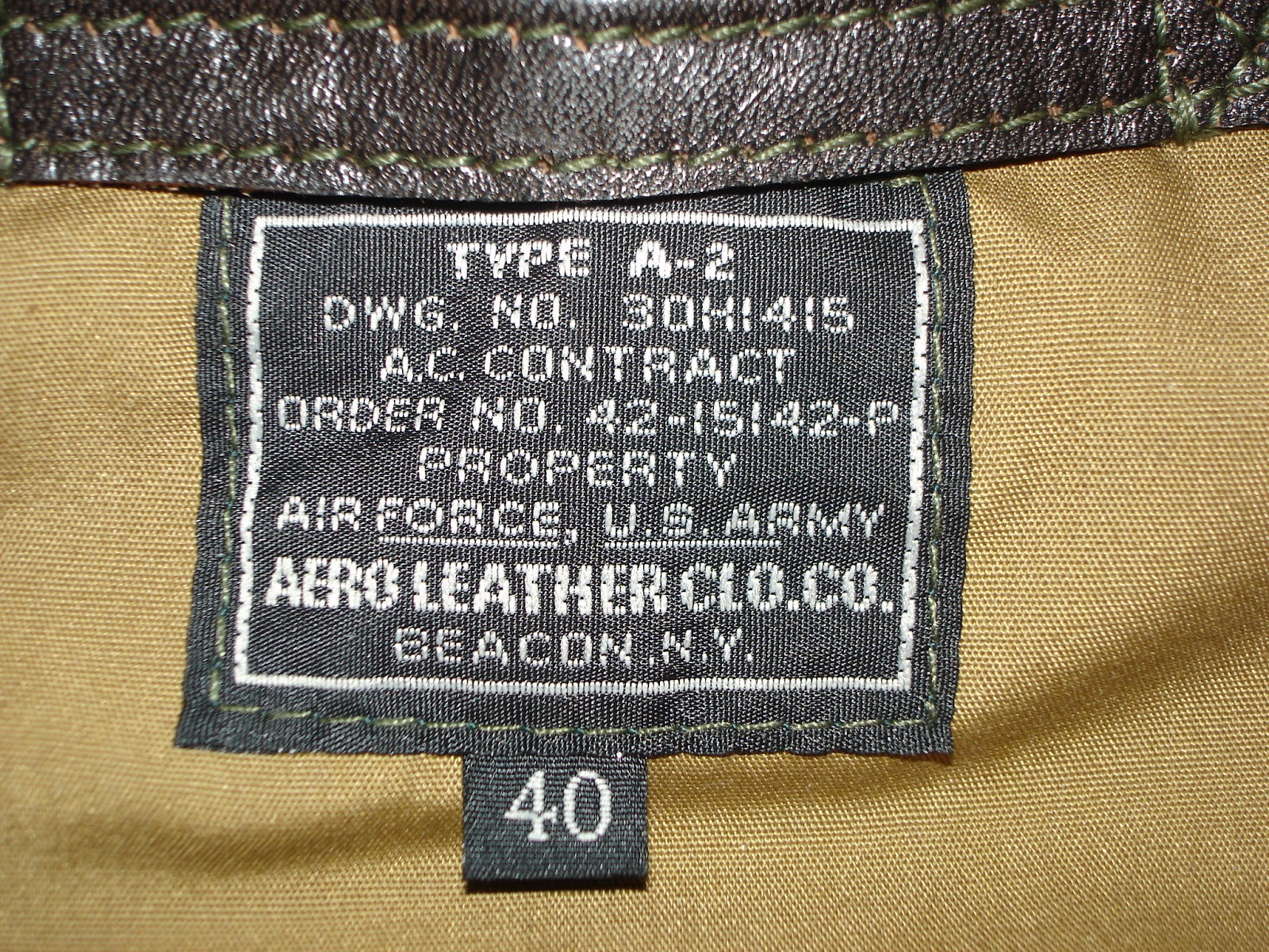 SKYRIDERS: A-2 AERO LEATHER CLOTHING COMPANY BEACON N.Y. 42-15142-P ...