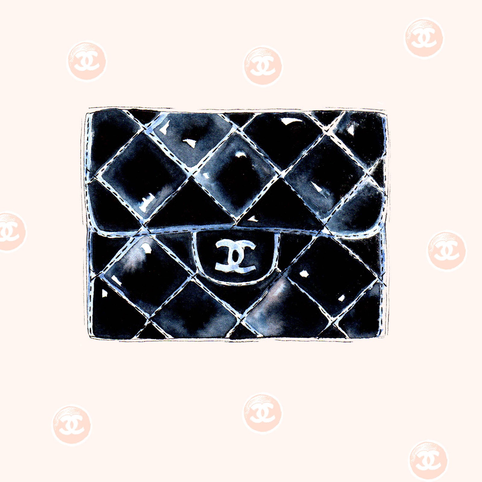 Illustrated Lines Chanel Purse Watercolour Illustration