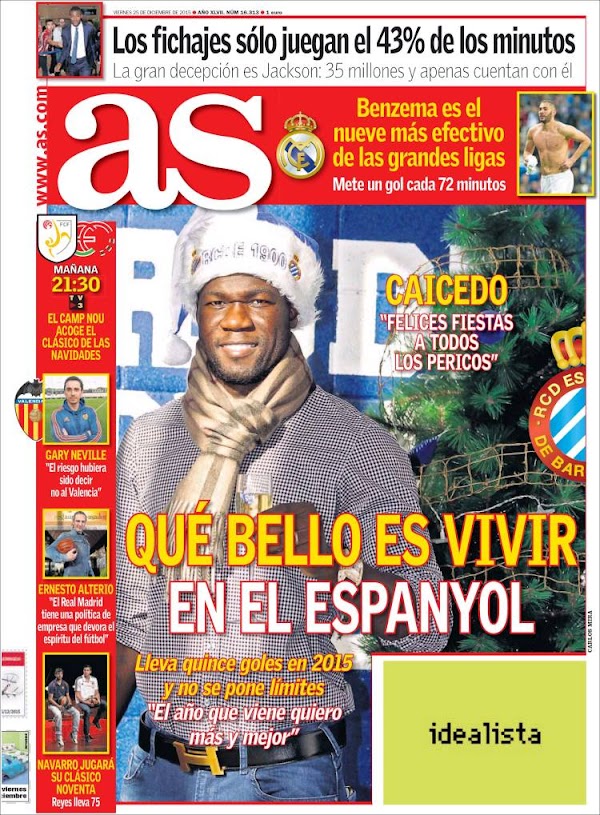 Caicedo, AS: "Que bello es vivir en el Espanyol"