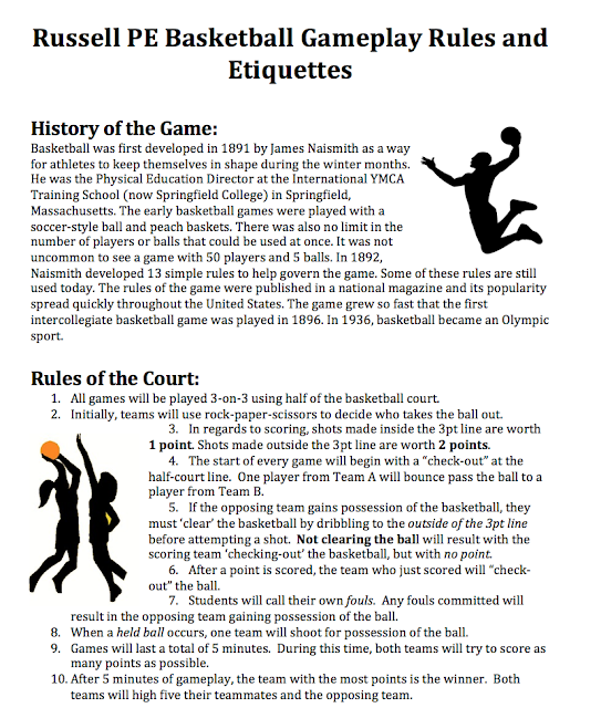 Mr. Redic's Physical Education Site Basketball Handout