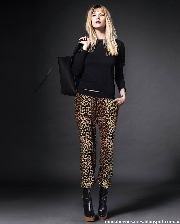 Pantalones animal print otoño invierno 2014 moda.