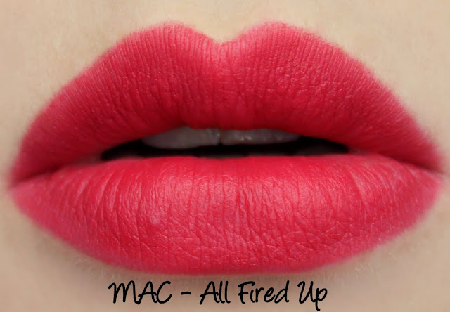 MAC The Matte Lip 2015 - All Fired Up Lipstick Swatches & Review