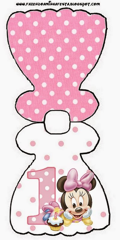 Minnie Primer Año con Lunares: Invitaciones para Imprimir Gratis.