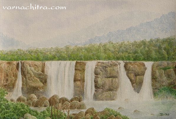 Waterfall paintings for interiors