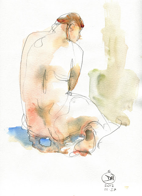 5 minute watercolour nude study by David Meldrum