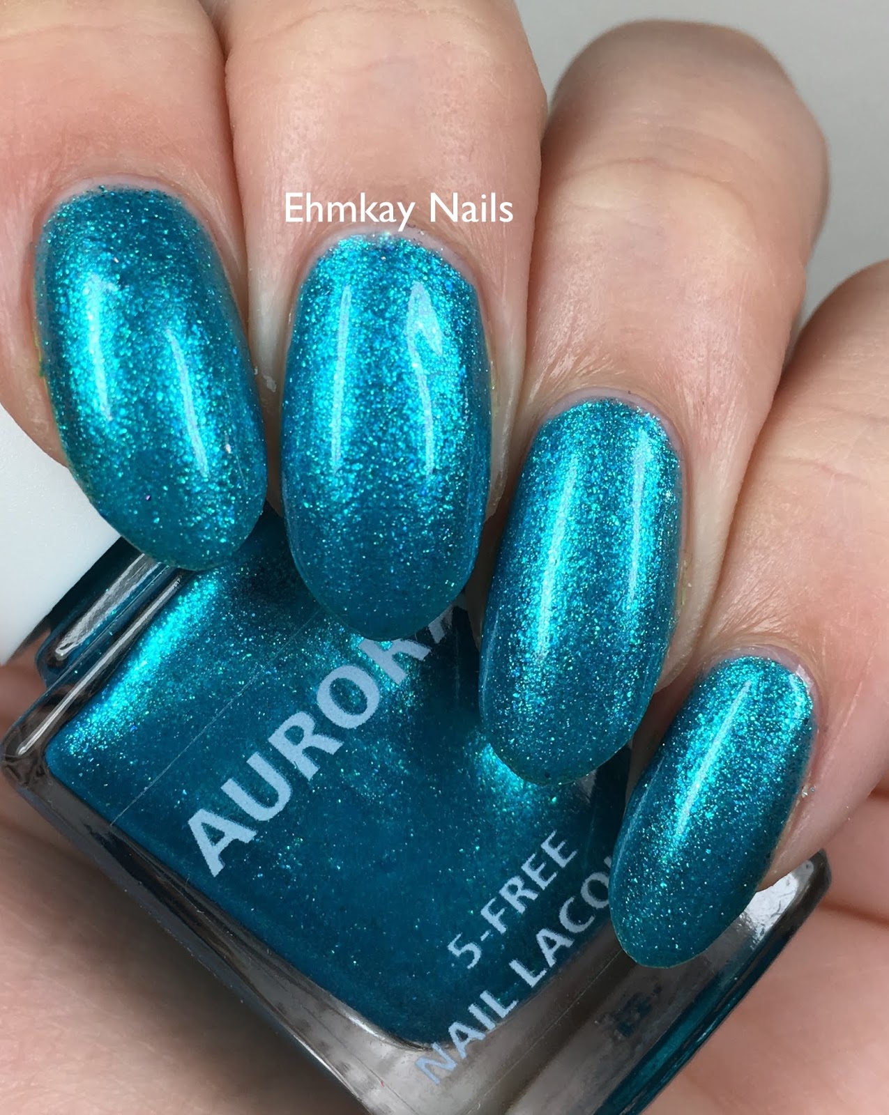 ehmkay nails Aurora Lacquer Polish Con NOLA Peacock Polishes