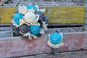 rustic turquoise and grey wedding flowers