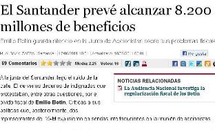 EL SANTANDER PREVE ALCANZAR 8.200 MILLONES DE BENEFICIOS