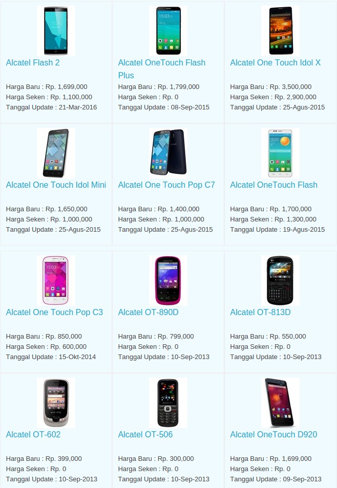 Daftar Harga Terbaru Hp Alcatel April 2016 Daftar Harga Terbaru Hp Alcatel April 2016