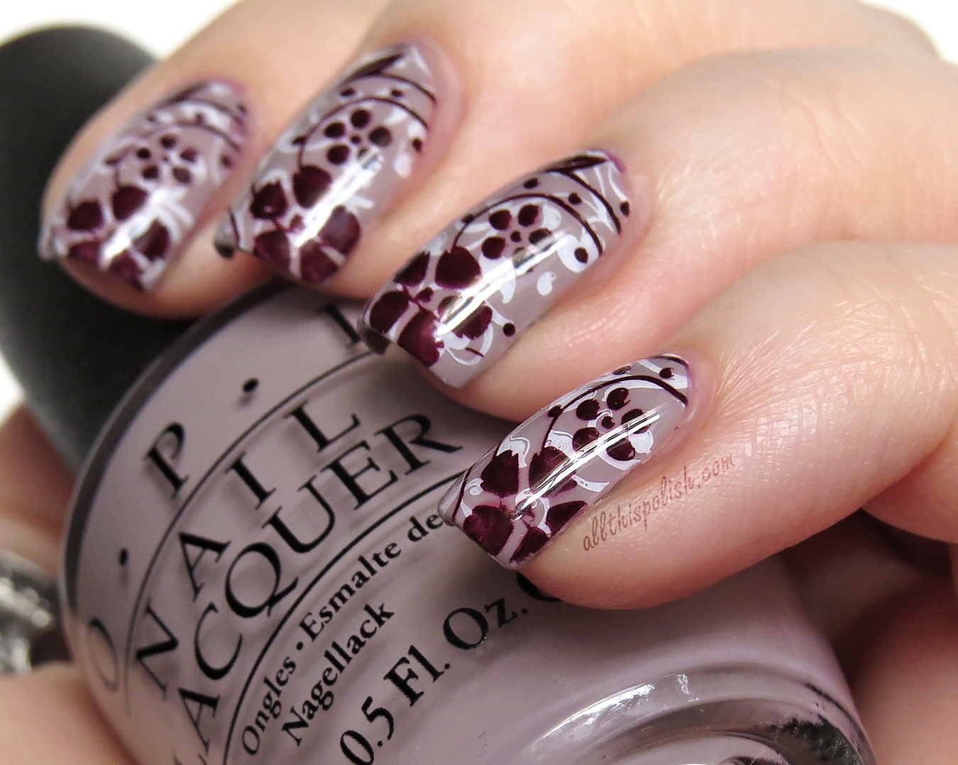 All This Polish: OPI Taupe-less Beach and Floral Double Stamping