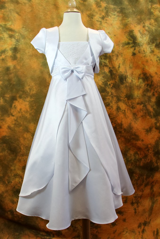 Catholic Faith Store First Communion Dress, Asymmetrical Cascading