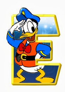 Alfabeto de personajes Disney con letras grandes E Donald. 