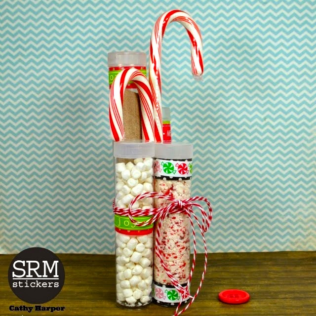 SRM Stickers Blog - Hot Chocolate Tubes by Cathy H. - #christmas #gift #stickers #tubes #twine #vinyl