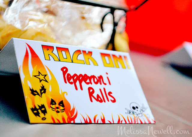 food tents for rock party, KISS, rock on, orange red & yellow, flames
