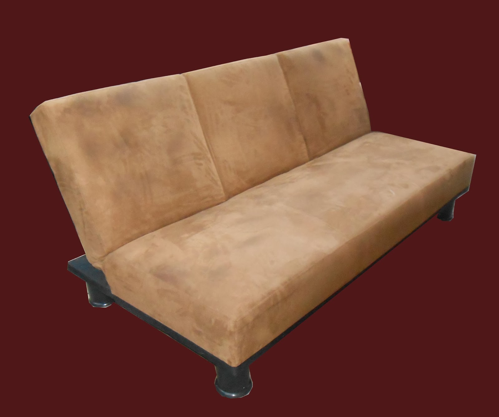 Uhuru Furniture & Collectibles Tan Futon with Cup Holders SOLD