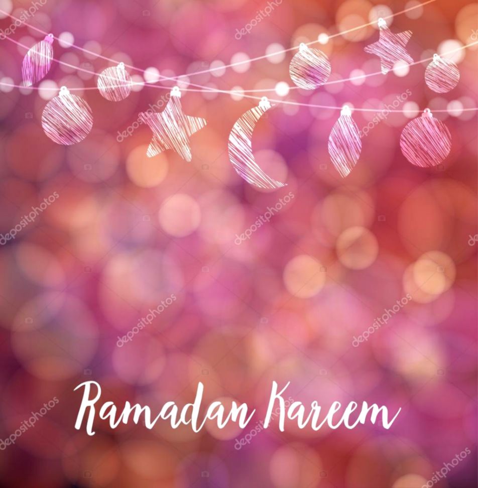 Ramadan Kareem card invitation Hanging moon stars balls Ramadan Kareem card invitation Hanging moon stars balls