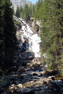 Hiking at Hidden Falls in Grand Teton National Park in Wyoming