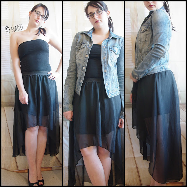 Outfit Black Vokuhila Skirt & Jeans Jacket