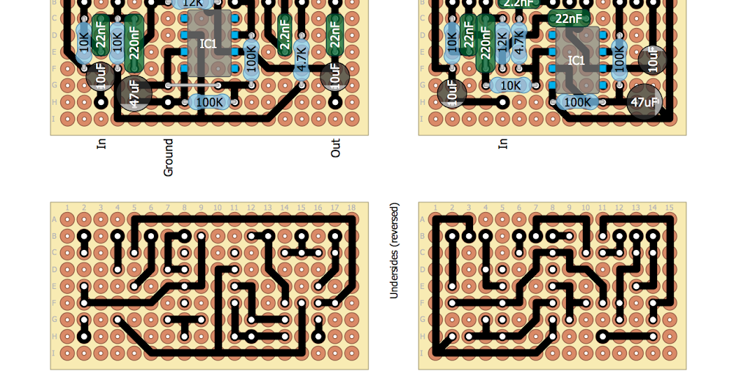 Perf and PCB Effects Layouts: Active Baxandall Network