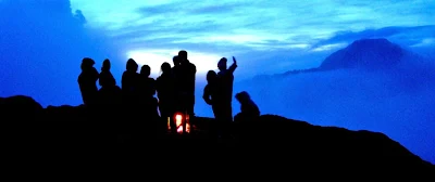 Sunset at Plawangan Sembalun Crater Rim altitude 2639 m of Mount Rinjani