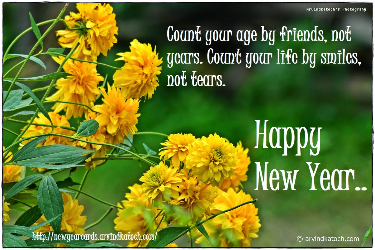 Yellow Flowers, New Year Card, Smile, Tears, Friends