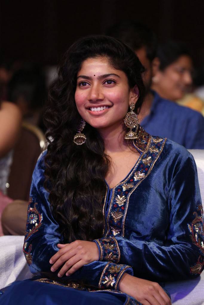 Sai Pallavi Stills At Telugu Movie Audio Launch Hyderabad In Blue Dress