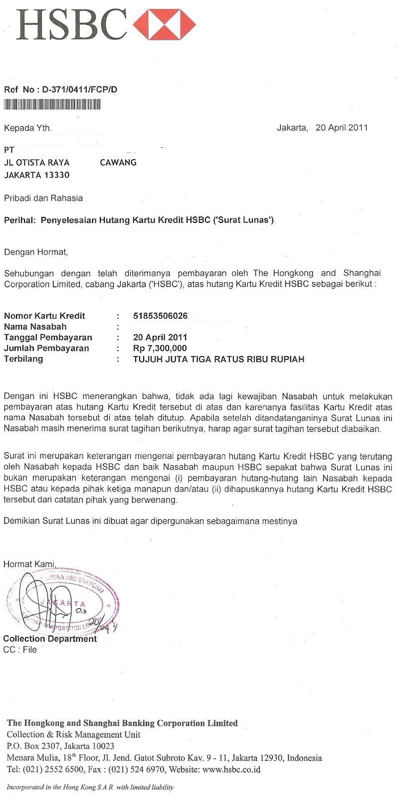 Contoh Surat Rasmi Perjanjian Hutang