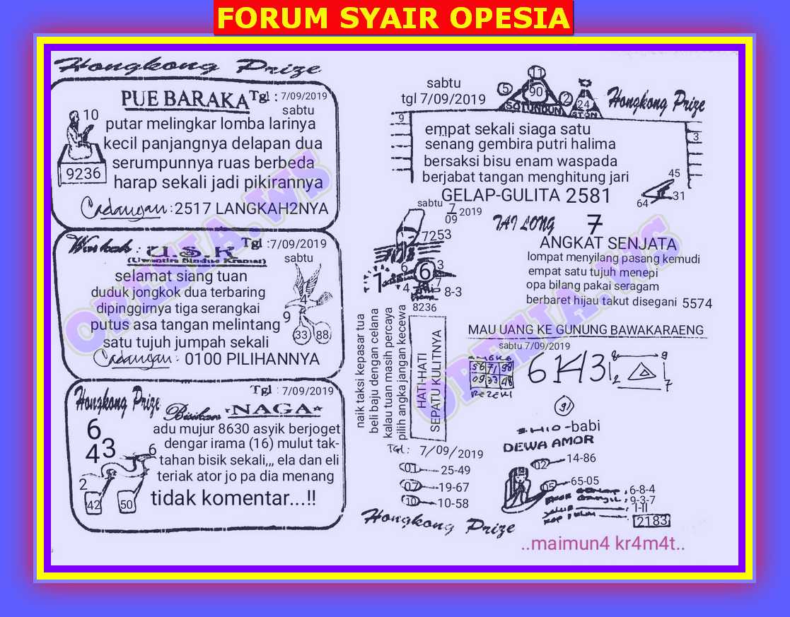 Syair Hk Opesia 24 Oktober 2020