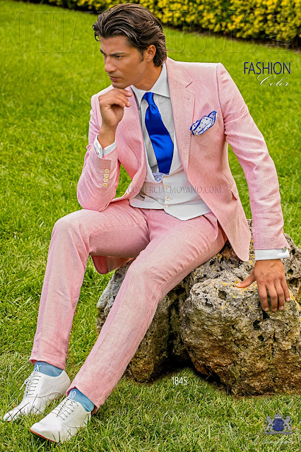 Brautigam Anzuge Ottavio Nuccio Gala Brautigam Anzug Rosa Metallic Aus Leinen