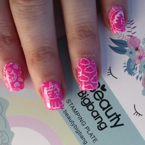 Unicorn Rainbow Magic Rectangle Nail Stamping Plate For Manicure BBBXL-007