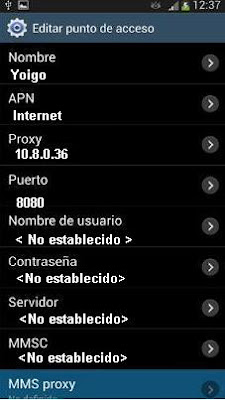 Configurar APN de Yoigo en Android 
