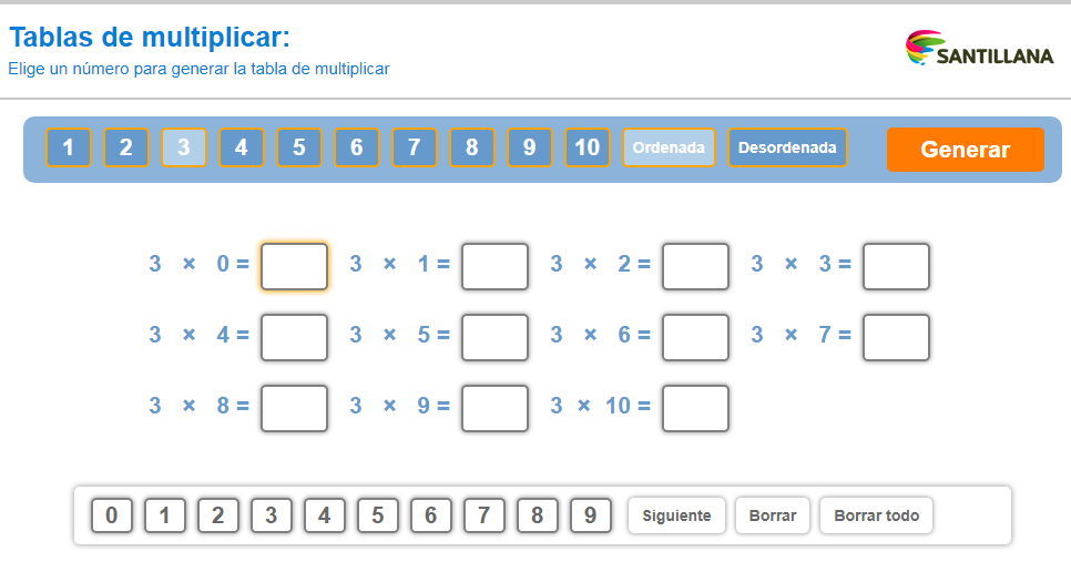 elsecretoestaenlailusion GENERADOR DE TABLAS DE MULTIPLICAR