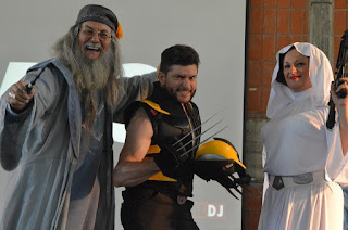 Comic Convention Uruguay. Cosplay Albus Dumblendore Princesa Leia Wolverine