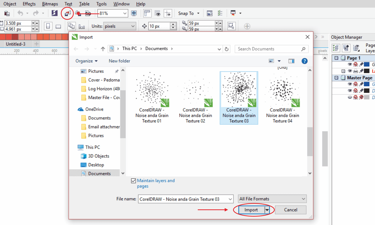 Tutorial Import File Efek Grain and Noise di CorelDRAW - Tutorial Import File