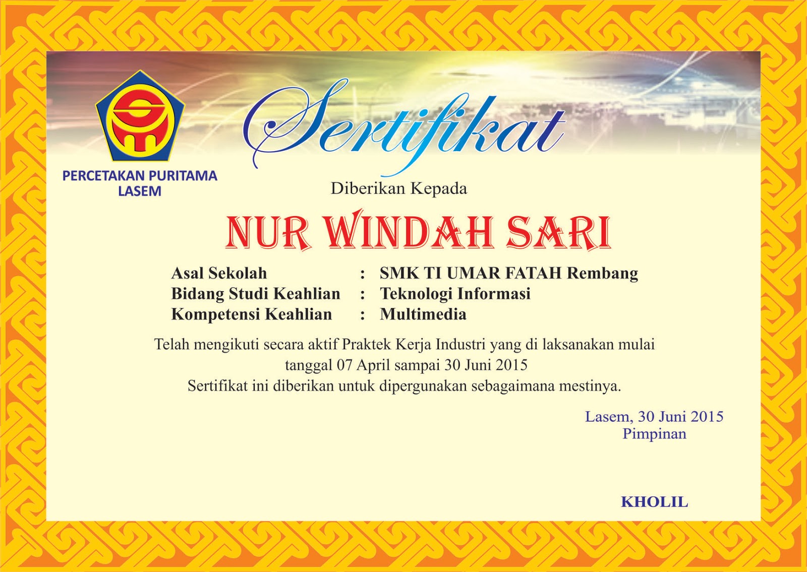 Desain Sertifikat &amp; Piagam