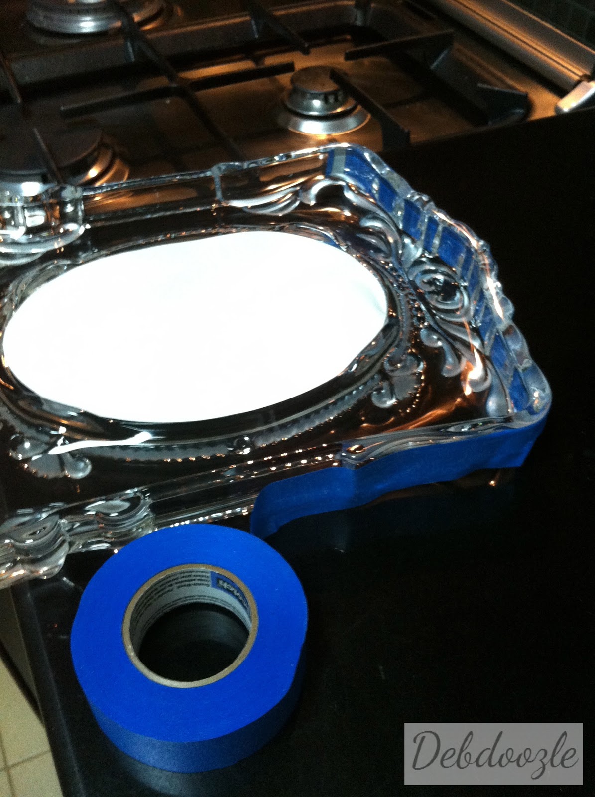 Debdoozle: DIY Blue Milk Glass Picture Frame