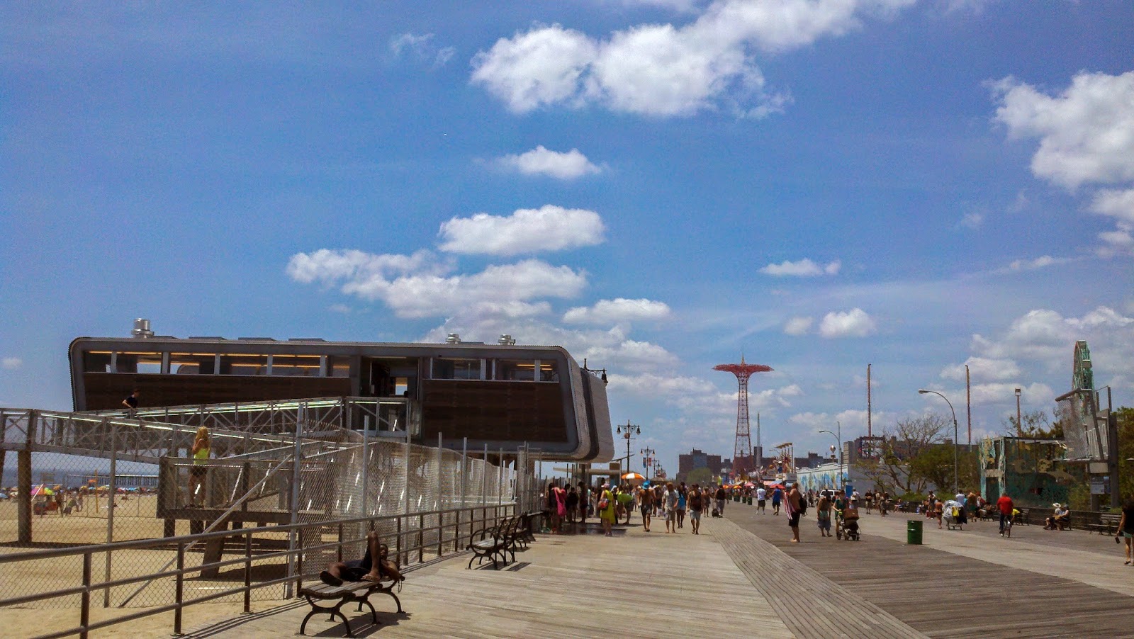 Coney Island boardwalk, Parachute Jump ride in the distance
