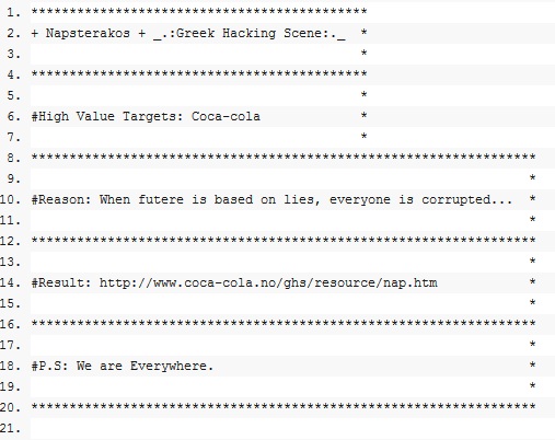 Napsterakos hack Coca-Cola in norvegia