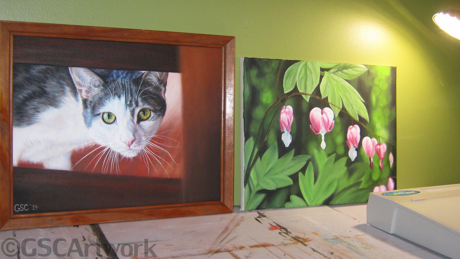 cat acrylic painting bleeding heart plant acrylic painting in progress
