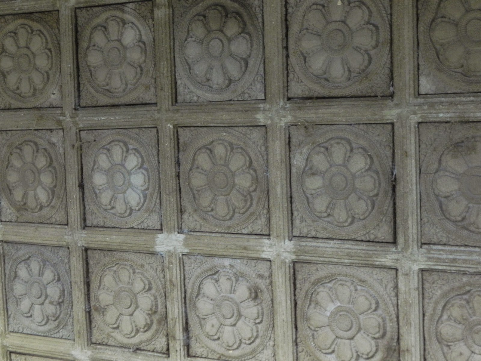 Carved lotus on the ceilings of the Angkor Wat Temple